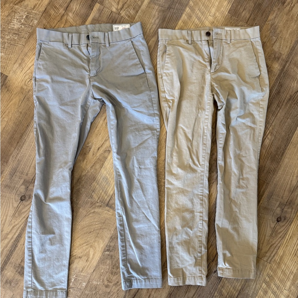 GAP Men's Gray and Tan Chinos skinny 28 x30 school uniform